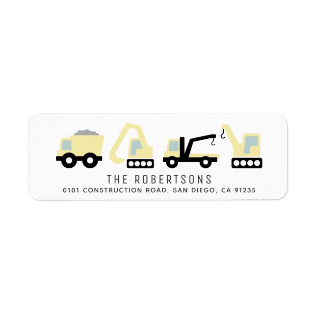 Véhicules de construction Étiquette de adresse bla (Devant)