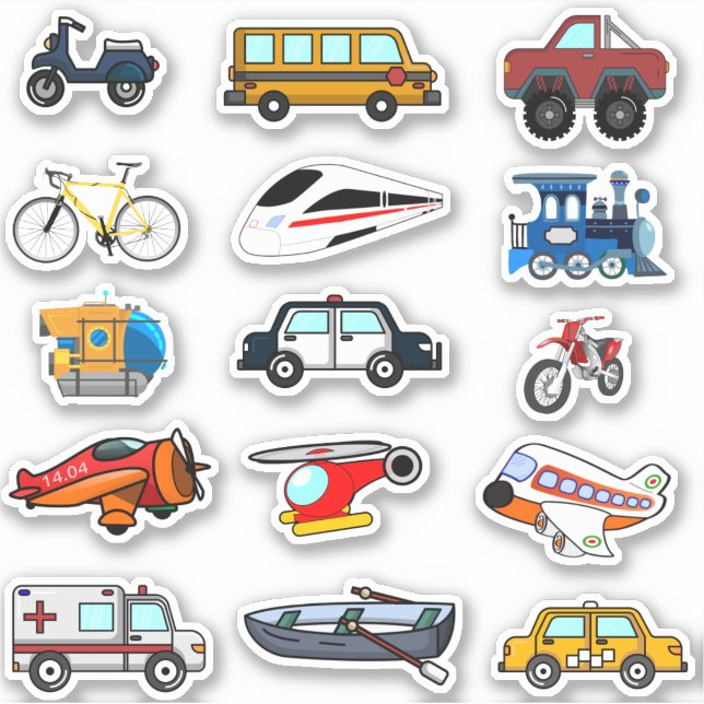 Véhicules de voiture de voyage Enfants Sticker édu (Devant)