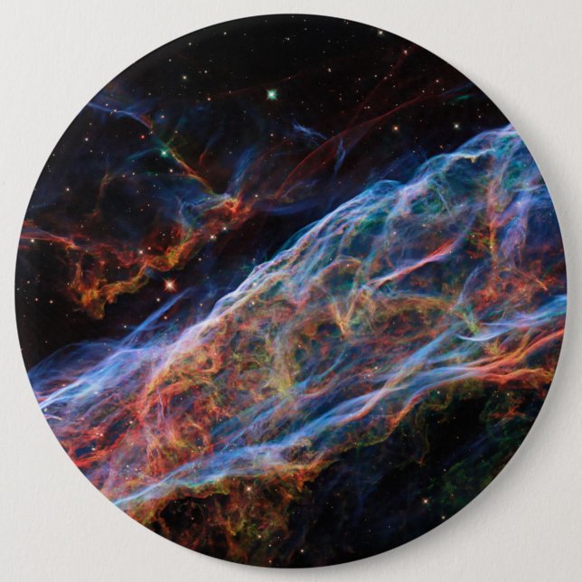 Veil Nebula Supernova Remnants Hubble Telescope 6 Inch Round Button (Front)
