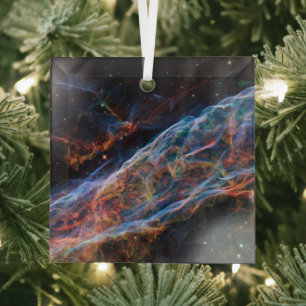 Veil Nebula Supernova Remnants Hubble Telescope Glass Ornament