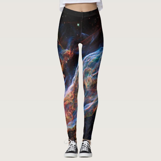 Veil Nebula Supernova Remnants Hubble Telescope Leggings (Front)