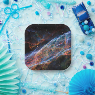 Veil Nebula Supernova Remnants Hubble Telescope Paper Plate