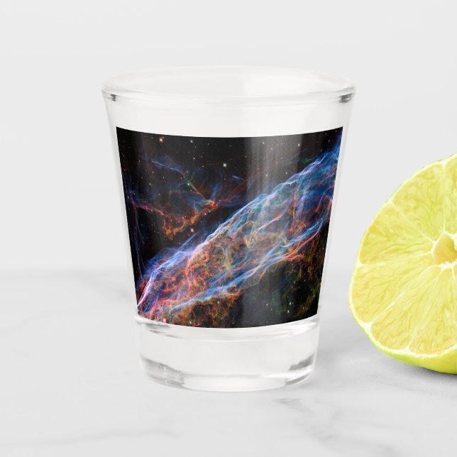 Veil Nebula Supernova Remnants Hubble Telescope Shot Glass (Front)