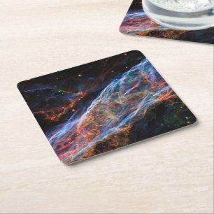 Veil Nebula Supernova Remnants Hubble Telescope Square Paper Coaster