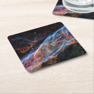 Veil Nebula Supernova Remnants Hubble Telescope Square Paper Coaster