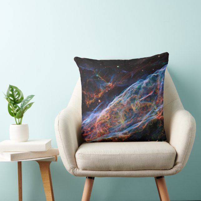 Veil Nebula Supernova Remnants Hubble Telescope Throw Pillow (Chair)