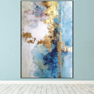 Veil of Light: Blue & Gold Abstract art  Canvas Print