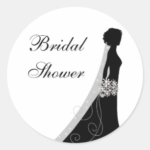 Veiled Bride Silhouette Bridal Shower Stickers