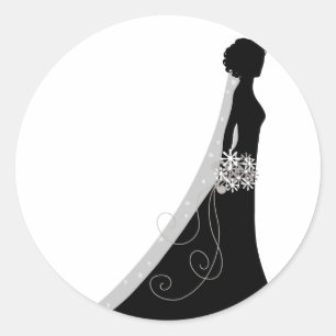 Veiled Bride Silhouette Clipart Wedding Stickers