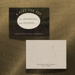 Veiled Notions Archivist Gift Card: Moss & Gold Card
