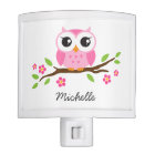 adorable hibou rose sur la branche nom personnalis
