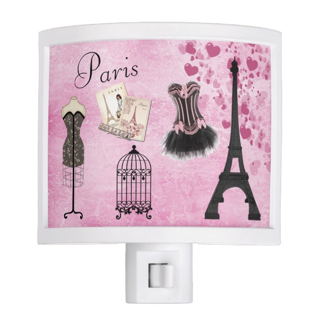 Veilleuse Mode rose chic de Paris (Devant)