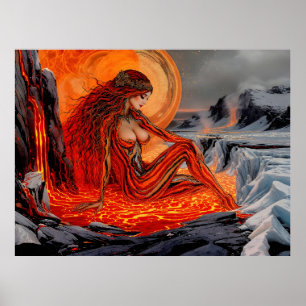 “Veins of the Volcano” – Volcanic Woman Portrait Poster