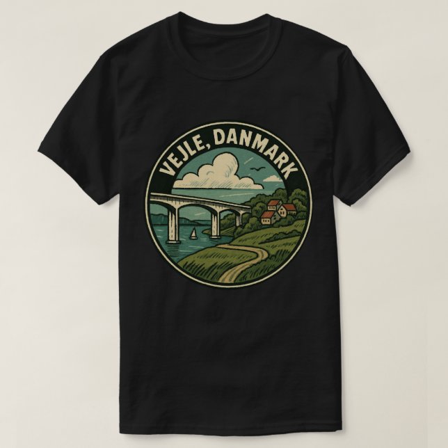 Vejle Denmark Bridge T-Shirt (Design Front)