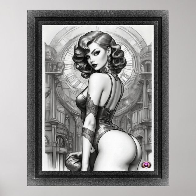 Velaria Retro Age Pin Up Girl Portrait Poster (Front)
