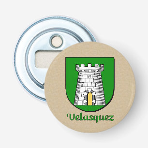 Velasquez Heraldic Arms on Parchment Style Back Bottle Opener