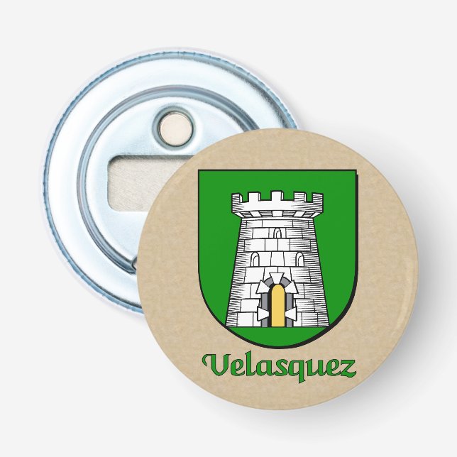 Velasquez Historical Arms Shield Bottle Opener (Front)