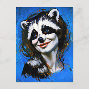 “Velka Teyani” Whispering Raccoon Trickster Holiday Postcard