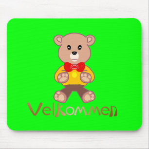 Velkommen Bear Apple Green Welcome   Mouse Pad