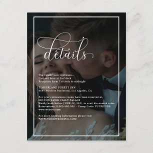 Vellum Black & White Overlay Photo Wedding Details Enclosure Card
