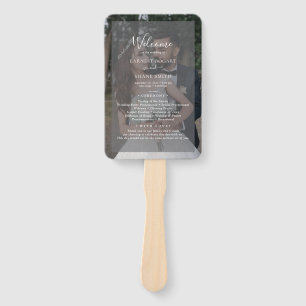 Vellum Black & White Overlay Photo Wedding Program Hand Fan