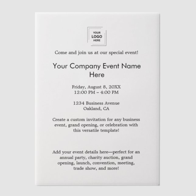 Vellum Corporate Event Branding Design Invitations (Front)