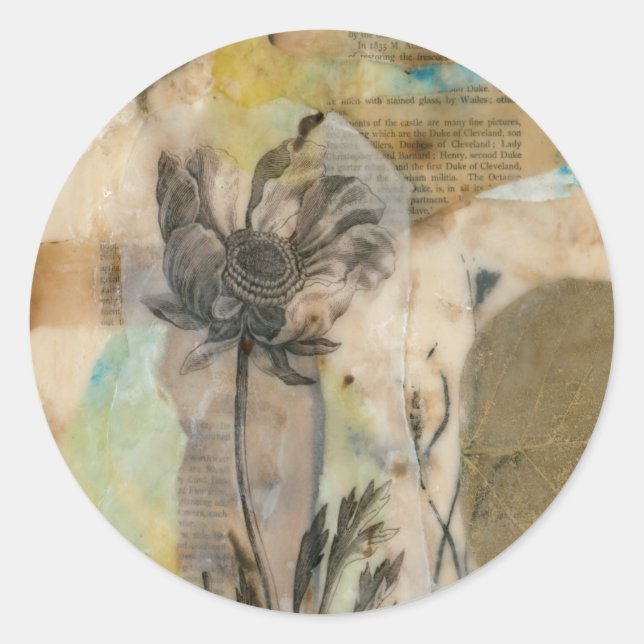 Vellum Floral II Classic Round Sticker (Front)