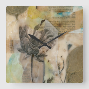 Vellum Floral II Square Wall Clock