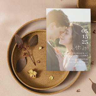 Vellum Look Hand Lettered Typography Photo Save The Date