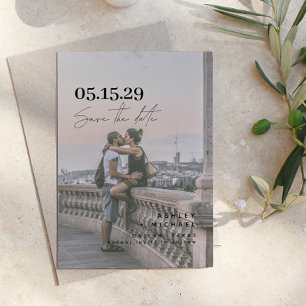 Vellum Look Hand Lettered Typography Photo Save The Date