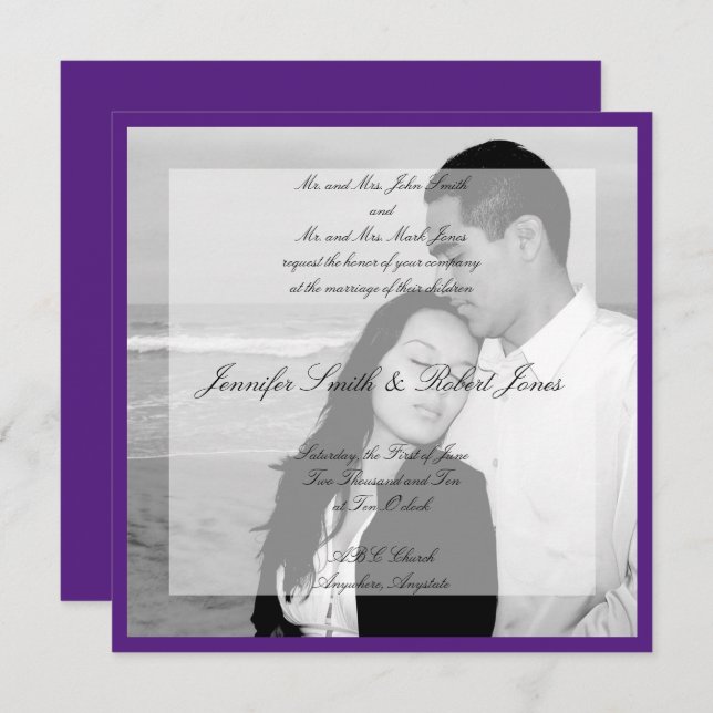 Vellum Look Photo Square Wedding Invitation (Front/Back)