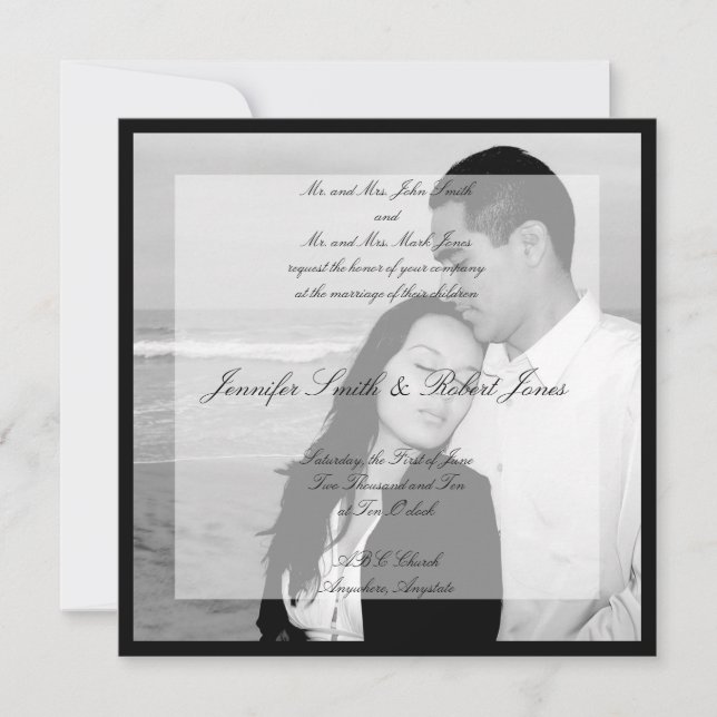 Vellum Look Photo Square Wedding Invitation (Front)