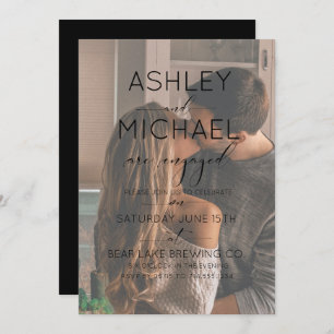 Vellum Overlay Black Photo Calligraphy Engagement Invitation