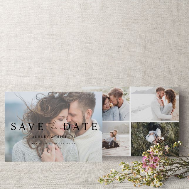 Vellum Overlay Elegant Modern 5 Photo Engagement  Save The Date (Save the Date: Love is in the air!)