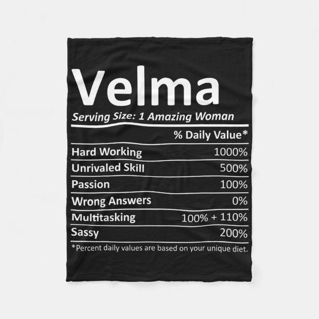 Velma Nutrition Personalized Name Funny Christmas  Fleece Blanket (Front)