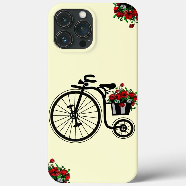 Vélo avec Fleurs coque iphone - Choisir la couleur (Verso)