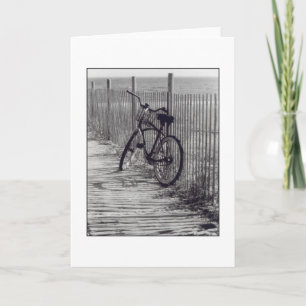 "Vélo carte de voeux avec de barrière" blanc