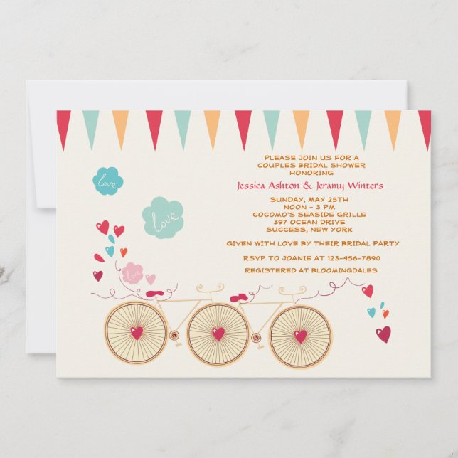 Vélo construit pour deux invitations (Devant)