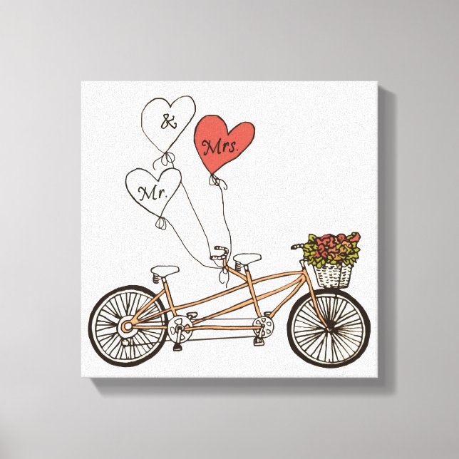 Vélo d'amour Mr & Mrs toile enveloppée (Recto)