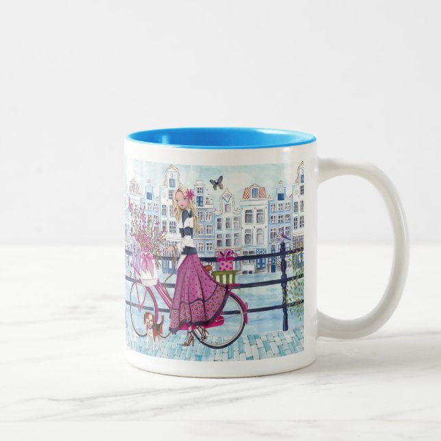 Vélo en Amsterdam Bycicle Girl - Mug (Droit)