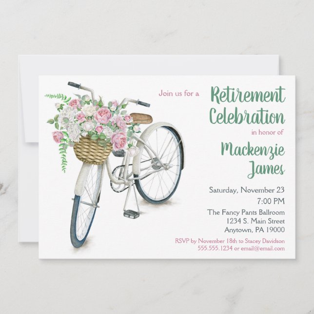 Vélo Floral Retraite Invitation Dames Femme (Devant)