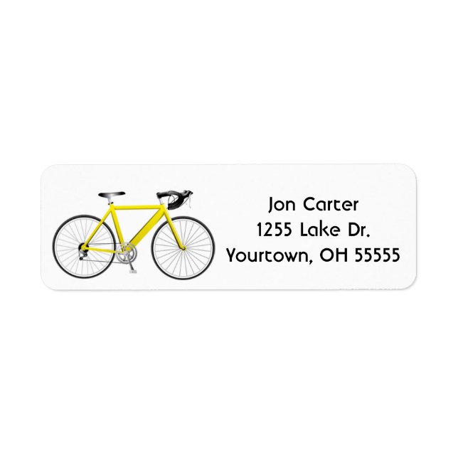 vélo jaune sur étiquette blanc (Devant)