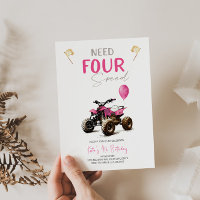 Vélo quadruple rose 4e Invitation anniversaire