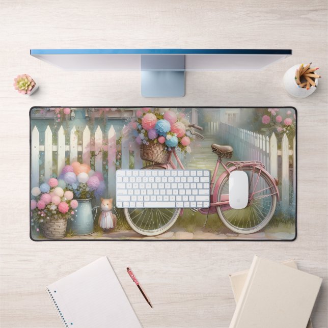 Vélo rose à Blue Cottage Gate (Bureau 1)