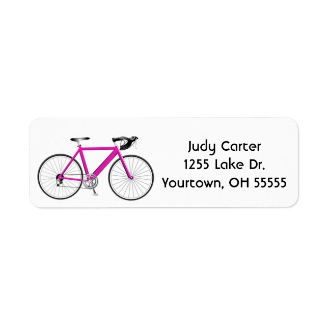 vélo rose sur étiquette blanc (Devant)