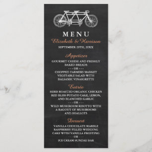 Vélo Tandem Sur Chalkboard Menu Mariage