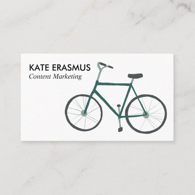 Vélo vert mignon illustré carte de visite (Devant)