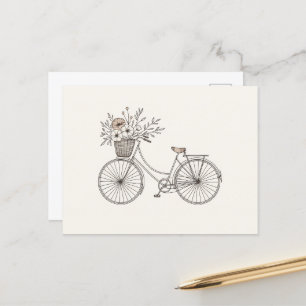 Vélo vintage avec carte postale Panier en fleurs