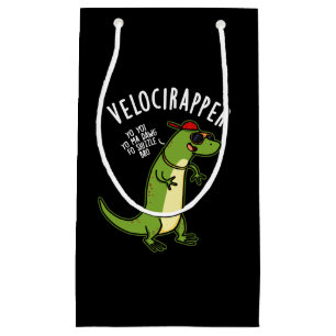 Veloci-rapper Funny Dinosaur Pun Dark BG Small Gift Bag
