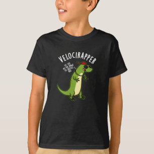 Veloci-rapper Funny Dinosaur Pun Dark BG T-Shirt